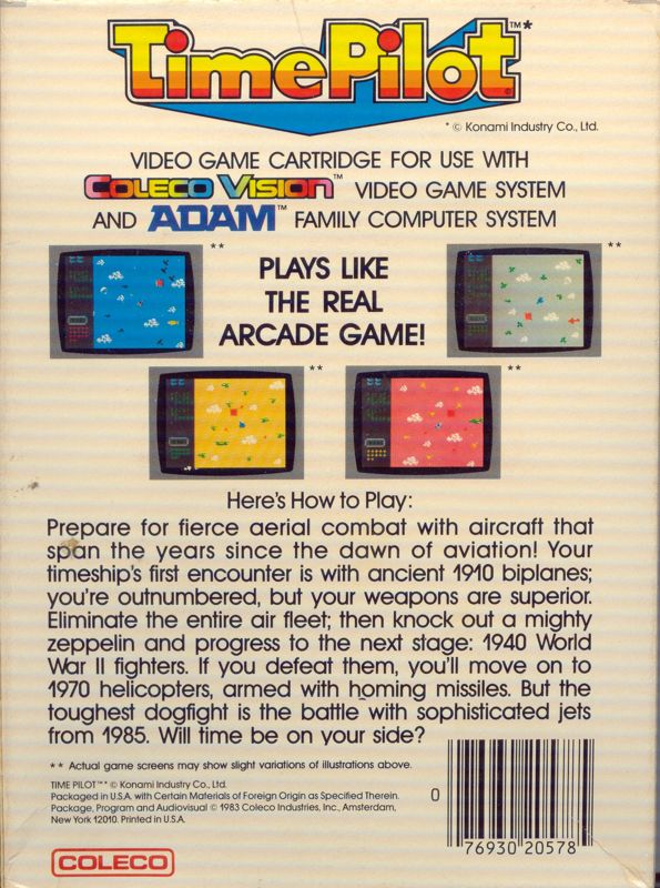 Time Pilot box art for Colecovision